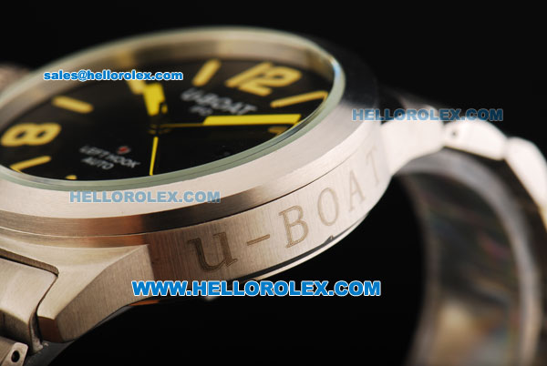U-Boat Italo Fontana Left Hook Automatic Movement Full Steel with Yellow Markers and Black Dial - Click Image to Close